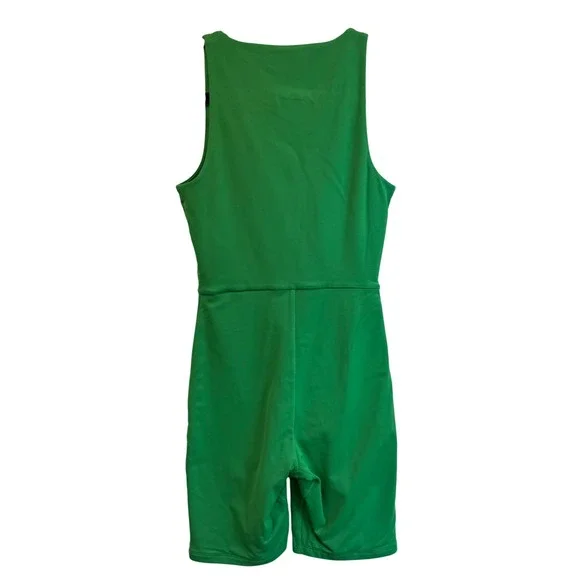 Babaton Aritzia Contour Green V Neck Sleeveless Romper Shorts Size S - Picture 2 of 6